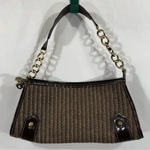 Vintage Eric Javits New York Woven Jute Shoulder Bag with Leather Trim